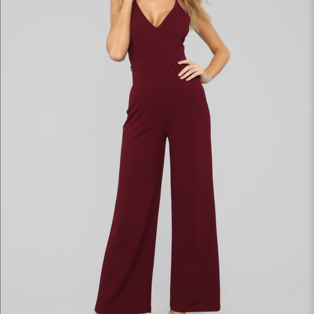 Burgundy jump suit!